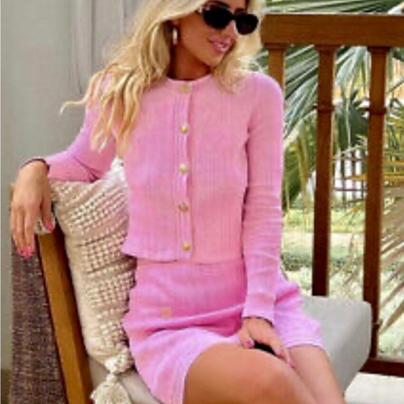 Zara NWT pink coord matching 2 piece skirt and button cardigan set - Picture 11 of 17